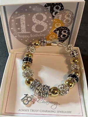 18th Birthday Silver Plated Charm Bracelet With 18 Charms And Gift Boxed. • £9.95