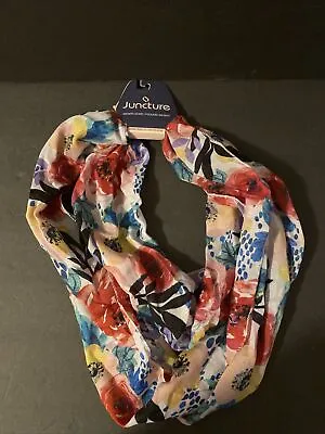 Juncture Women's Chiffon Infinity Scarf Multi-Color Flowers 68  X 10  Accessory • $15