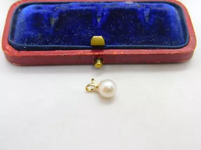 9ct Yellow Gold & Pearl Set Small Drop Pendant Vintage C1970 • $59.38