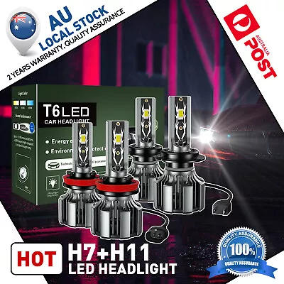 H7+H11 LED Headlight Globe High Low Beam Bulbs For Holden Commodore VE 2006-2013 • $45.67