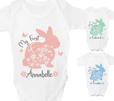 Personalised Easter Bunny Baby Grow Vest My First 1st Bodysuit Shower Gift • £7.25