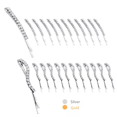 £3.99 • Buy 2x Hair Grips Diamante Clips Rhinestone Slides Crystal Hairpin Silver Gold 5.5cm