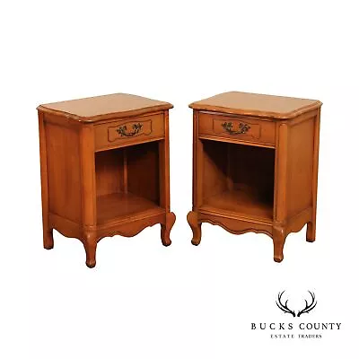 French Louis Xv Style Vintage Pair Of Cherry Nightstands • $595