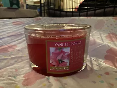 New Vintage Color Yankee Candle 3 Wick Candle 17 Oz.u.s.a.    Pink Sweet Pea   - • £17.52