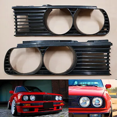 BMW E30 Euro Grill Set 3 Series 1982-1994 M-Tech Front Black Grilles Right Left • $350