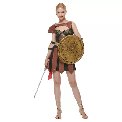 £41.39 • Buy Ladies Roman Warrior Costume Spartan Gladiator Womens Fancy Dress Outfit