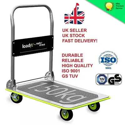 Folding Flatbed Trolley Platform Trolley 150kg: Heavy Duty Easy Storage • £38.99