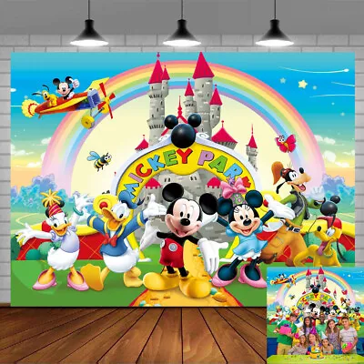 Mickey Mouse Clubhouse Birthday Backdrop Banner Background Party Decor 7x5ft • $25.98
