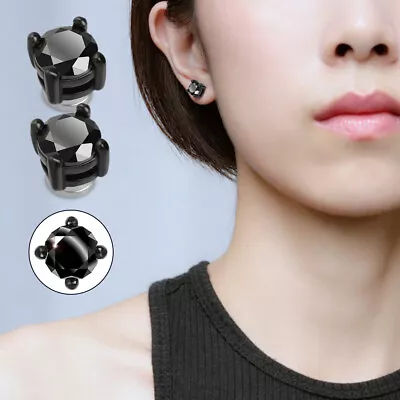 Stainless Steel Magnetic Stud Earrings For Women Men Non-Piercing Clip On 6/8mm • $6.15