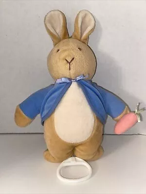 EDEN Peter Rabbit Music Pull Plush Baby Crib Blue Jacket Carrot Stuffed Animal • $9.99