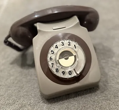 Vintage Gpo Rotary Dial Telephone 746 - Elephant Grey & Brown - Classic Retro • £34.99