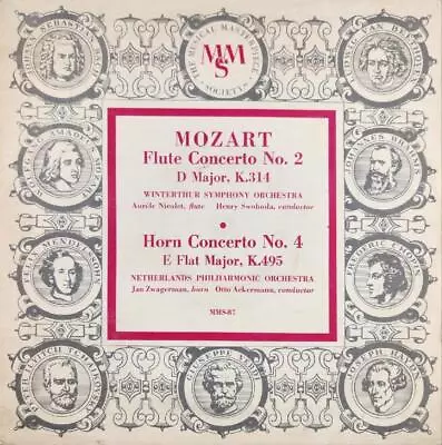 Mozart Flute Concerto No.2 D Major K.314 & Horn 4 E Flat Major K.495 LP MMS-87 • $19.99