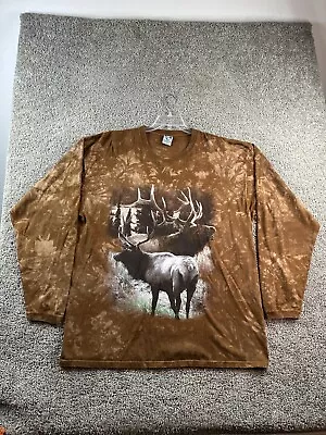 VINTAGE Back To Earth Shirt Mens 2XL Brown Bull Elk Wildlife Long Sleeve 90s • $13.99