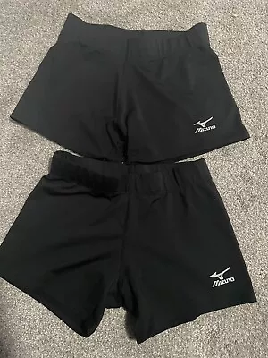 BLACK VORTEX MIZUNO SPANDEX SHORTS GIRLS VOLLEYBALL MEDIUM Lot Of 2 • $13.99