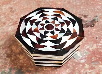 Octagon Marble Jewelry Box Antique Design Inlay Work Cosmetic Box For Her Gift • $310.50