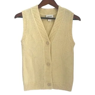 $12 • Buy Monki Daisy Button Sweater Cardigan Vest Size XS Light Yellow Knit