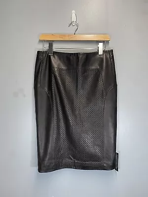 M&S Per Una Speziale Black Real Leather Pencil Skirt Size 12 - New With Defect • £29.99