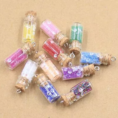 Sand Bottle Charms Clear Glass Pendant Jewelry Making Pendants Craft Charm 5Pcs • $12.80