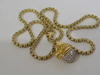 $2999.99 • Buy $6200 David Yurman 18k Gold Acorn Pave Diamond Box Chain Necklace