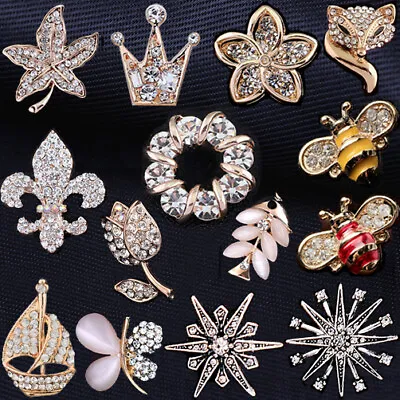 LAPEL PIN Costume Jewellery Crystal Rhinestone Brooch Men Jacket Birthday Gift • £4.50