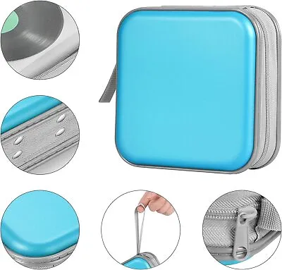 40 CD DVD Carry Case Disc Storage Holder Sleeve Wallet Ideal For In Car SKY BLUE • £5.95