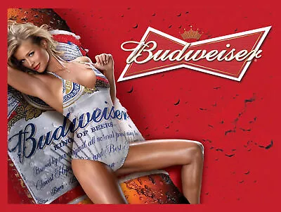 £3.94 • Buy Budweiser Girl Sexy, Plaque Retro Art  Printed Metal Sign Vintage Sign Tin