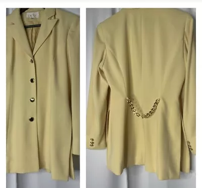 Vintage Cache Women Blazer Jacket Yellow Button Down Gold Chain 6 • $14