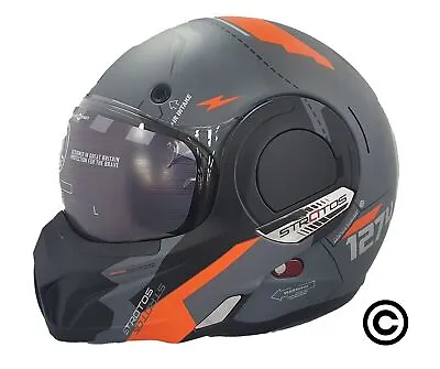 Viper F242 Flip Over Front 180° Full Face Motorcycle Helmet Matt Grey Orange • $199.02