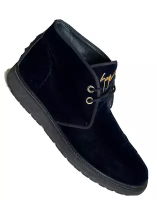 $58.99 • Buy Giuseppe Zanotti High Top Velvet Dark Blue Logo Sneaker Ankle Boots Sz 43 / 10 M