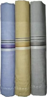 Handkerchief Premium 100% Pure Cotton Hankey For Men's (Pack Of 3) Multicolor • £18.86