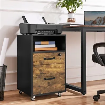 Mobile File Cabinet With Lock And 2 Drawer Filing Storage Unit For Letter Size • $67.99