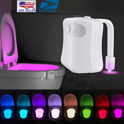 Toilet Night Light 8 Color LED Motion Activated Sensor Bathroom Bowl Seat • $5.23