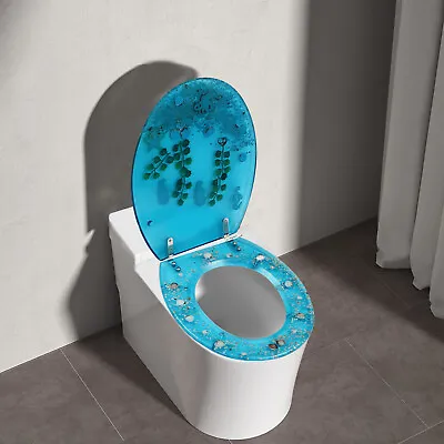 Shells Decor Resin Toilet Seat Cover Elongated Marine Style Front Seat Lid Cover • $48.86