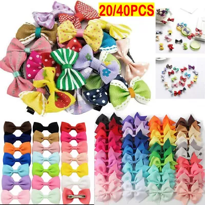 20/40X Kids Girls Baby Toddler Mini Bow Hair Clips Hairpin Alligator Clip Bows • £5.49