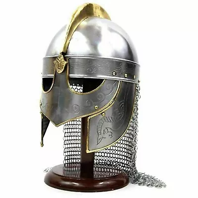 Medieval Viking Helmet Helmet Warrior Armor Knight With FREE WOODEN STAND • £56.04