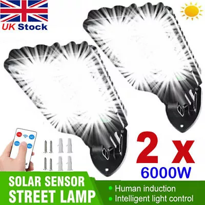 6000W LED Solar Wall Light PIR Motion Sensor Security Outdoor Garden Street Lamp • £8.35