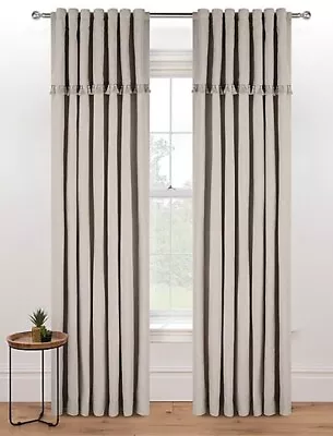 George Home Taupe Pelmet Tassel Hidden Tab Top Curtains 66x90 RRP 50.00 Lot GD • £42.99