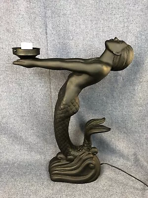 Art Deco Style Mermaid Nude Women Erotica Figural Accent Table Lamp • $198