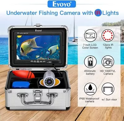 Eyoyo Underwater Fishing Camera 7 Inch Color 1000TVL Fish Finder Waterproof 15M • $148.28