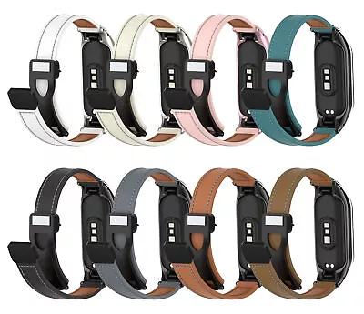 Leather+Magnetic Metal Clasp Watch Strap Band For Xiaomi Mi Band 8 7 6 5 4 3 • £7.80