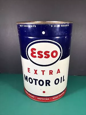 RARE Vintage ESSO | Extra Motor Oil 5 Quart Can | Missing The Top | Empty • $89.99