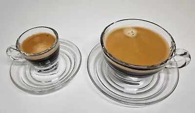 £4.99 • Buy Glass Espresso & Caffe Latte Cup & Saucer Set - Ocean Professional