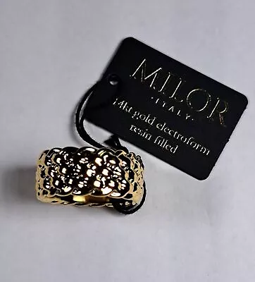 MILOR Braided Basketweave Ring 14K Electroform Resin Filled Size 7 8 Italy NEW • $159.99