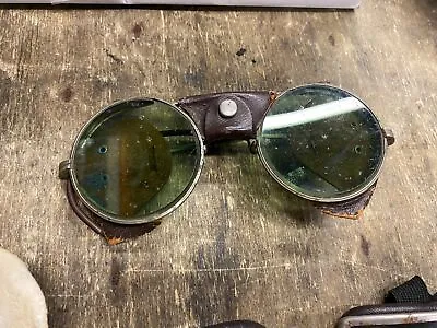 Vtg Goggles Military Aviation Harley Indian MotorCycle Steampunk Army Green Glas • $34.95