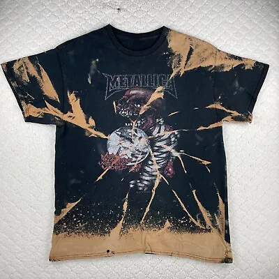 Vintage 2004 Metallica Madly In Anger Tour Bleached Mens T-shirt Tie Dye L Band • $100