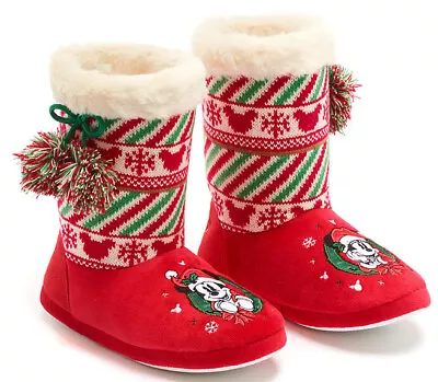 Disney Store Walt's Holiday Lodge Disney Mickey Mouse XMAS Slipper Boots Adults  • £25.99