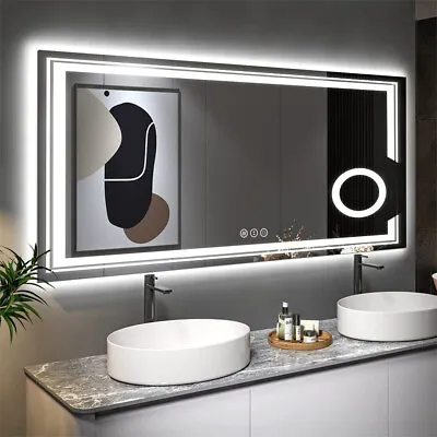 1200x600mm LED Illuminated Bathroom Mirror With 3x Magnifying Smart Demister Pad • £179.93