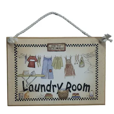 Country Printed Quality Wooden Sign LAUNDRY ROOM Plaque • £9.40
