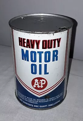 Vintage Great Atlantic & Pacific Tea A&p Grocery Store Quart Motor Oil Can • $99.99