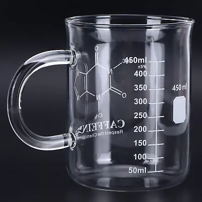 Beaker Mug Borosilicate Glass Cup W/Handle And Measuring Scale For Coffee • $15.01